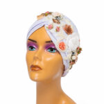 WHITE Hand-Crafted Women Turban Head Gear