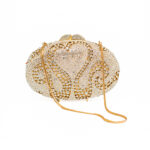 Swan-Heart Crystal Rhinestone Clutch Bag