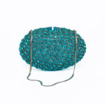 Studded Turquoise Oval Crystal Rhinestone Evening Clutch Bag