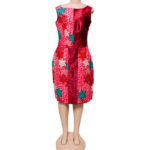 Bold Turquoise, White, and Red Stars on pink Print with red taffeta blocking