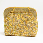 Beaded Leaf with Gold and White Crystals Mini-Tote Shoulder Bag