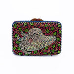 Studded Bow-Hat Crystal Rhinestone Evening Clutch Purse