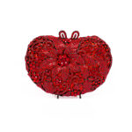 Large Red Studded Flower Crystal Rhinestone Clutch Bag