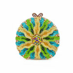 Rounded Flowing Petals Crystal Rhinestones Evening Clutch Purse