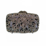 All-Over Budging Leaf-Dotted Crystal Rhinestone Clutch Purse