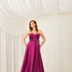 Pleated Bustier Evening Dress - Purple