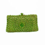 Lemon Green Single-Front Flower Crystal Rhinestone Clutch Bag