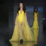 Yellow-Nude Detachable Skirt Evening Dress