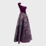 Burgundy Ruffle Embellished A-Line Evening Dress