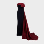 Strapless-Drape Tail Evening Dress - Burgundy