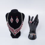 Bold Leaf Crystal Embellished Fashion Jewelry Set