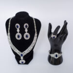 Oval Drop Embellished Fashion Jewelry - Silver