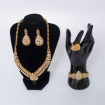 Gold Bold Drop Choker-Loop Fashion Jewelry Set