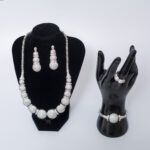 Allover Silver Sparkle Flat-Balls Fashion Jewelry Set