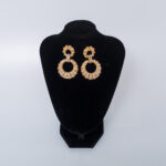 Embellished Circle-Loop-Circle Fashion Earrings - Gold