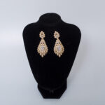 Large Drop Silver Stone Embellished Fashion Earrings