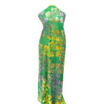 Daisy Flowered Velvet Lace Fabric- GREEN