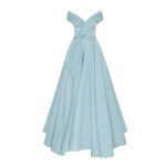 Off-Shoulder Tie-Bow Evening Ball Dress - Mint Blue