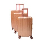 Chic Aluminum 8-Wheel 3pc Suitcase - Pink