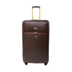 Expandable 8-Wheel Large Leather Suitcase - Brown