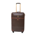 Expandable 8-Wheel Medium Leather Suitcase - Brown