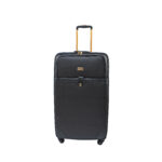 Expandable 8-Wheel Large Leather Suitcase - Black