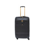 Expandable 8-Wheel Medium Leather Suitcase - Black
