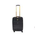 Expandable 8-Wheel Carry-on Cabin Leather Suitcase - Black