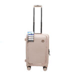 Expandable Peach 8-Wheel Hard Shell Carry-on Cabin Suitcase