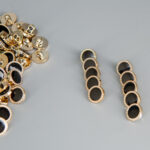 Round Gold Black Embellished Clothing Buttons
