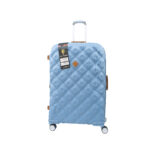 Embellished Blue Quilted 8-Wheel Expandable Medium Suitcase