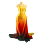 Orange-Gold Three-Tone Transitioning Chiffon Fabric