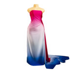 Fuchsia-Blue Three-Tone Transitioning Chiffon Fabric