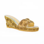 Handmade Gold Embellished Women Wedge Slippers