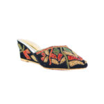 Black Handmade Beaded Women Wedge Slippers