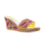 Handmade Purple Beaded Women Wedge Slippers