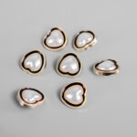 Pearl Heart-Embellished Fabric Clothing Buttons