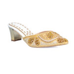 Cream and Gold Beaded Cover-Toe Slip-On