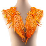 Orange Feather Wing Fabric Cloth Applique