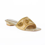Handcrafted Beaded Gold Women Slippers Shoes