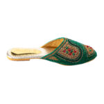 All-Green Beaded Drop Flat Slippers