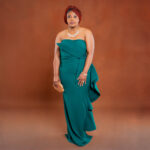 Strapless Half-winged Evening Dress- Green