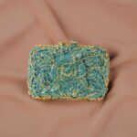 Studded Rose Petal Crystal Rhinestone Purse - Turquoise with Gold