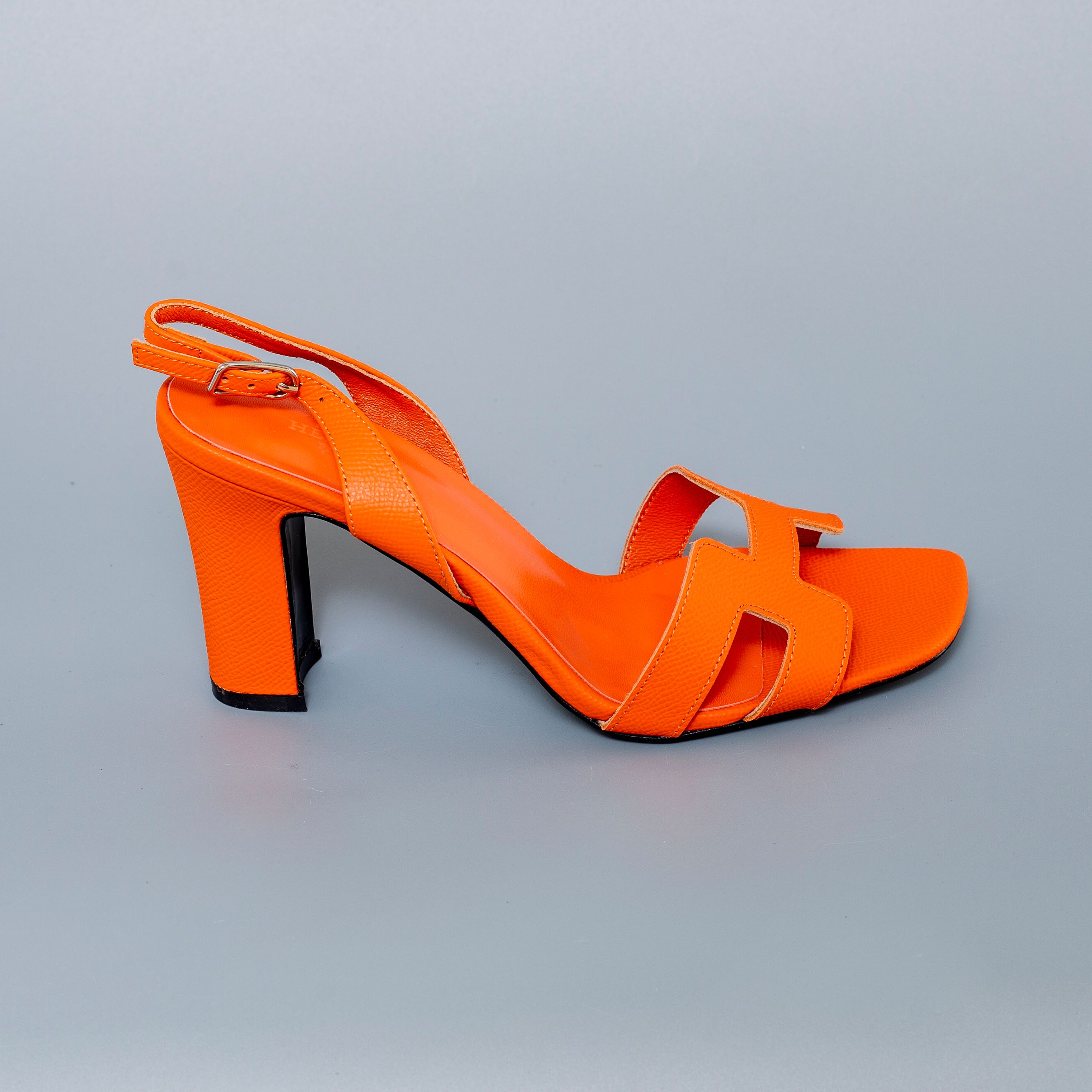 Hermes- Orange Leather Block Heel